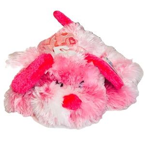NWT bright pink and white plush puppy stuffed animal